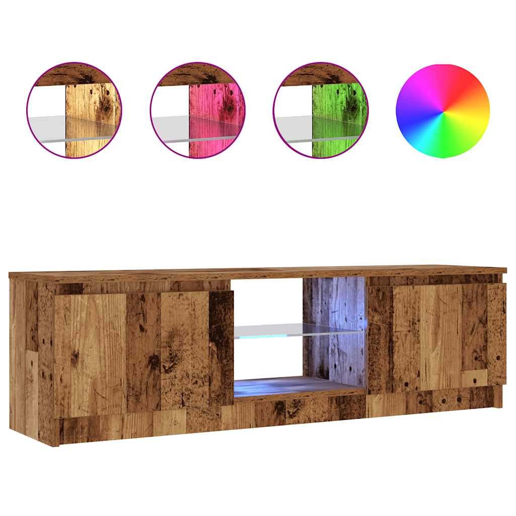 TV-Schrank mit LED-Leuchten Altholz-Optik 120x30x36 cm