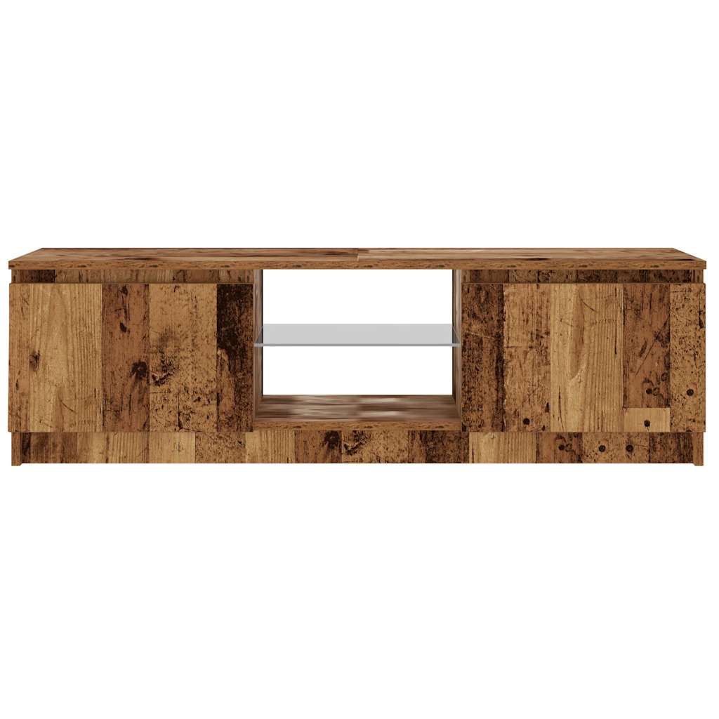 TV-Schrank mit LED-Leuchten Altholz-Optik 120x30x36 cm