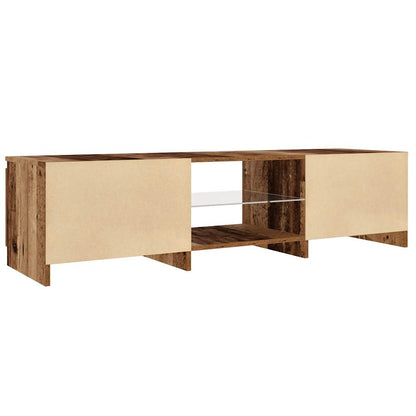 TV-Schrank mit LED-Leuchten Altholz-Optik 140x40x35,5 cm