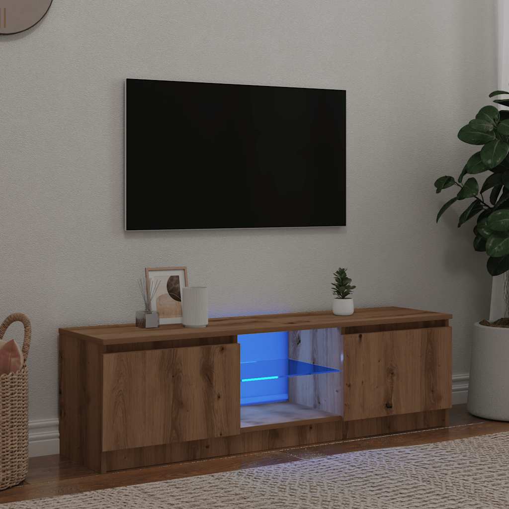 TV-Schrank mit LED-Leuchten Artisan-Eiche 140x40x36 cm