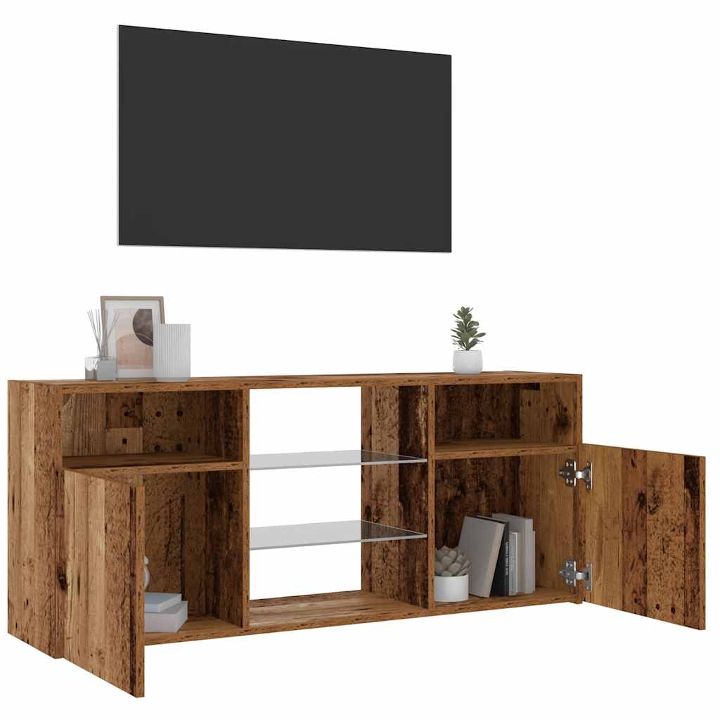 TV-Schrank mit LED-Leuchten Altholz-Optik 120x30x50 cm