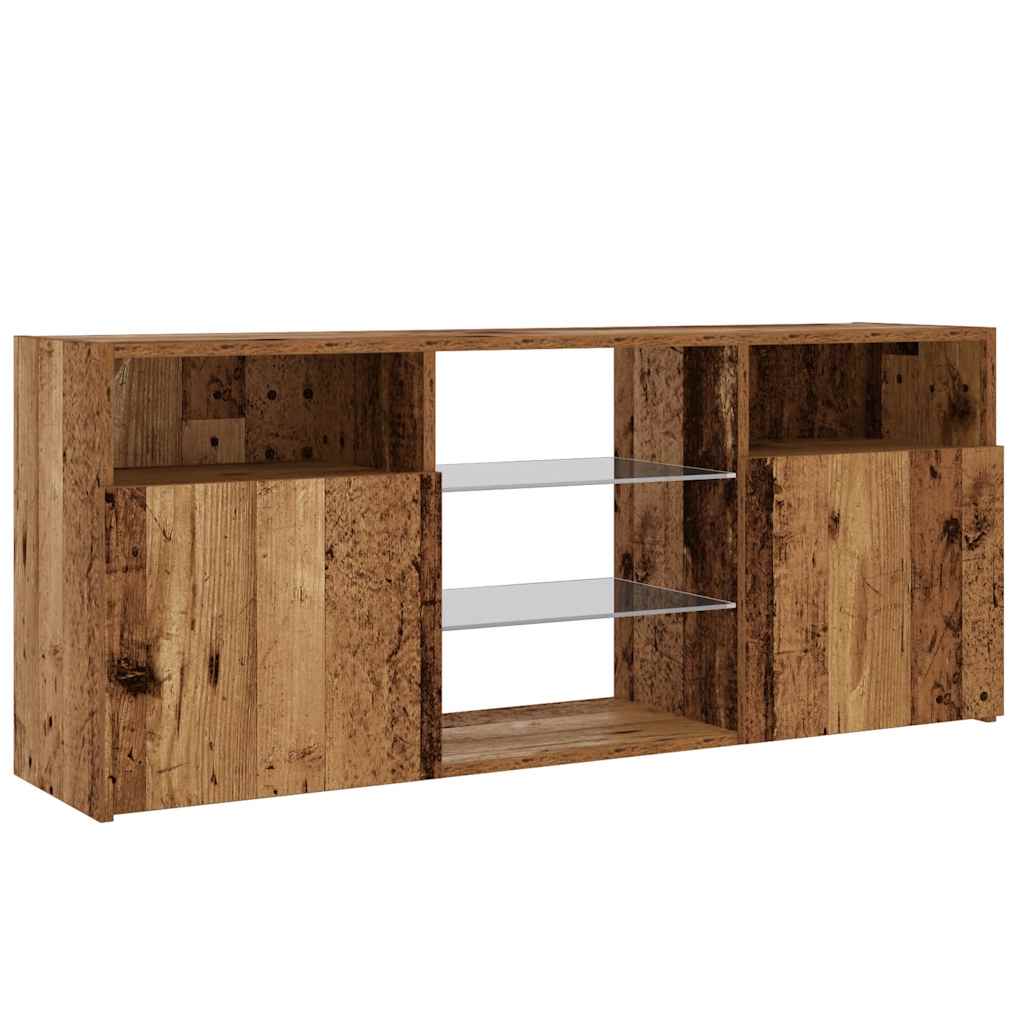 TV-Schrank mit LED-Leuchten Altholz-Optik 120x30x50 cm