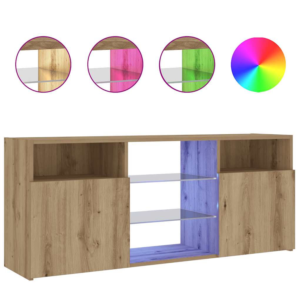 TV-Schrank mit LED-Leuchten Artisan-Eiche 120x30x50 cm