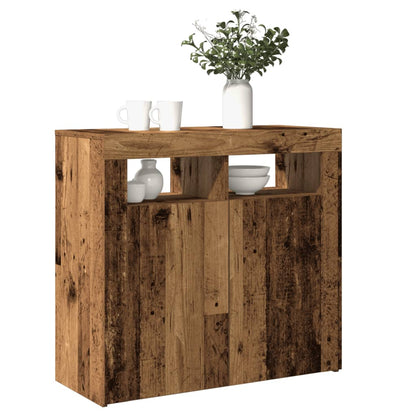 Sideboard mit LED-Leuchten Altholz-Optik 80x35x75 cm