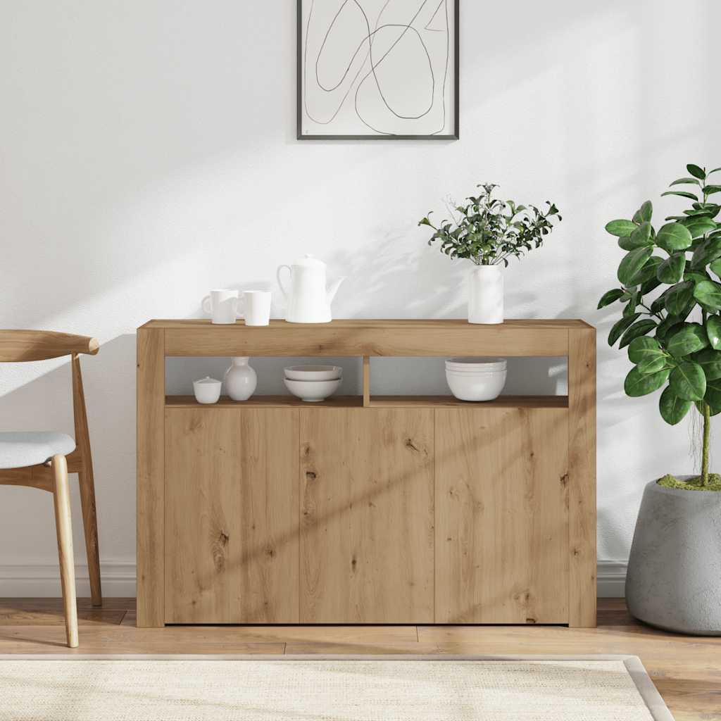 Sideboard mit LED-Leuchten Artisan-Eiche 115,5x30x75 cm