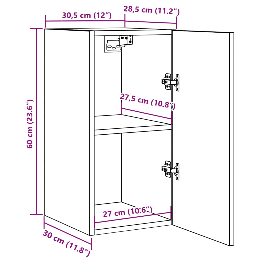 TV-Schränke 2 Stk. Altholz-Optik 30,5x30x60 cm Holzwerkstoff