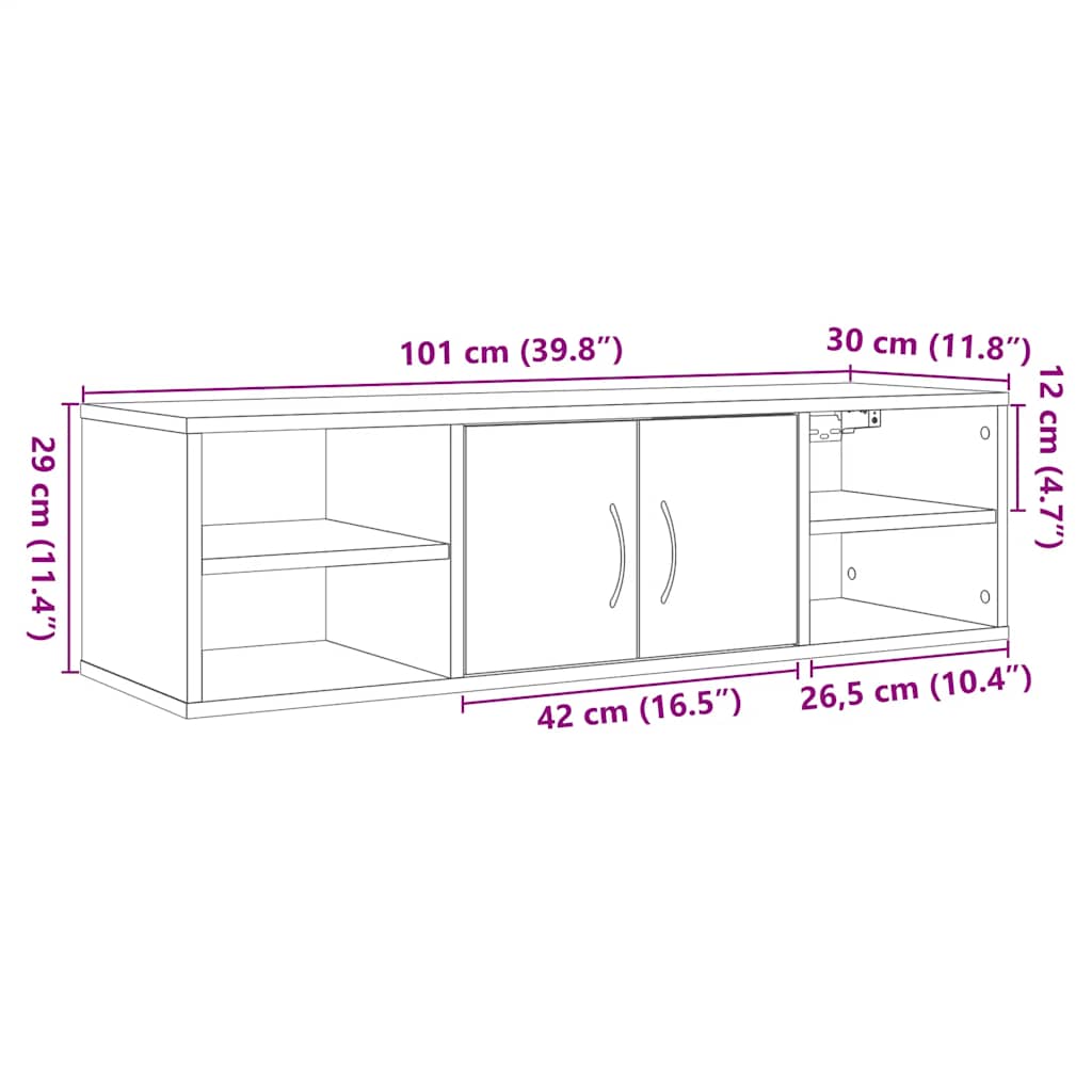 Wandschrank Altholz-Optik 101x30x29 cm Holzwerkstoff