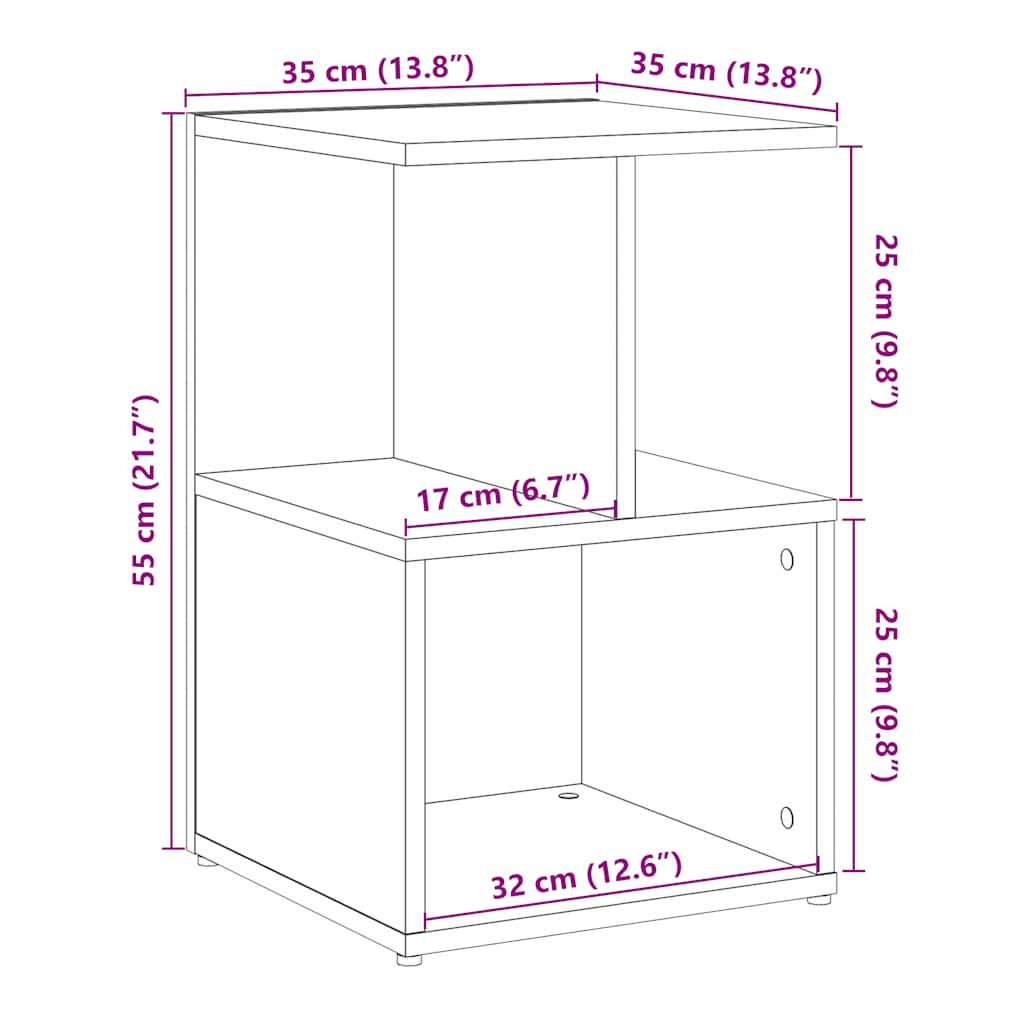 Nachttisch Altholz-Optik 35x35x55 cm Holzwerkstoff