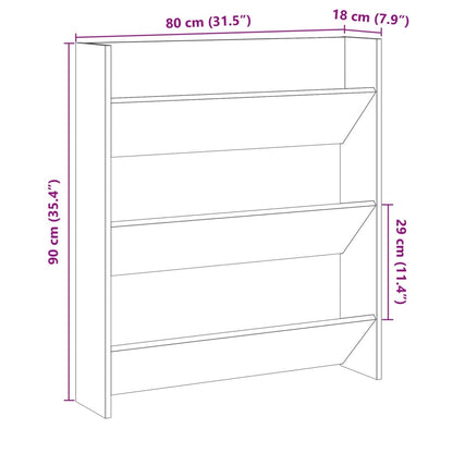 Schuhregal Wandmontage Altholz-Optik 80x18x90 cm Holzwerkstoff