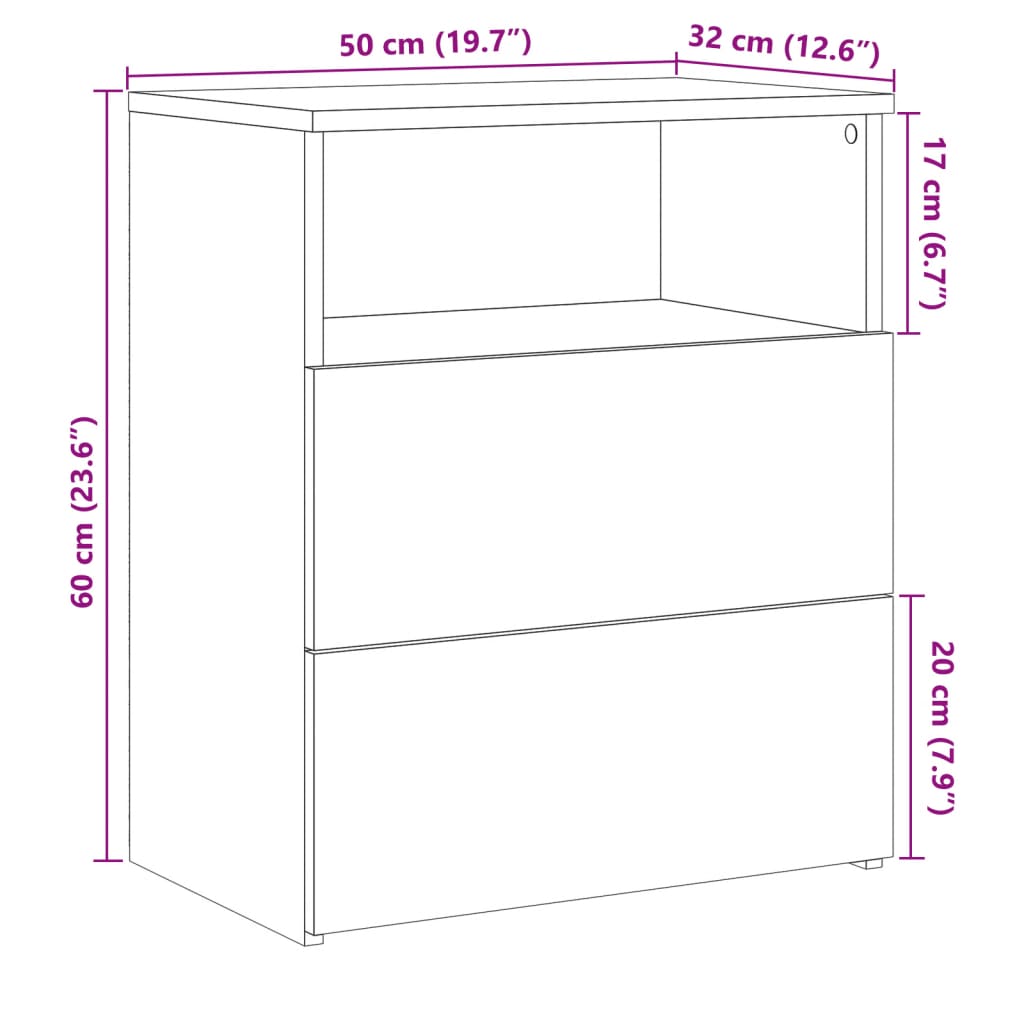 Nachttisch Artisan-Eiche 50x32x60 cm Holzwerkstoff