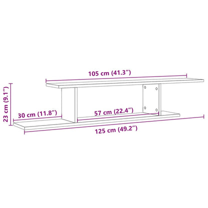 TV-Wandregal Altholz-Optik 125x18x23 cm Holzwerkstoff