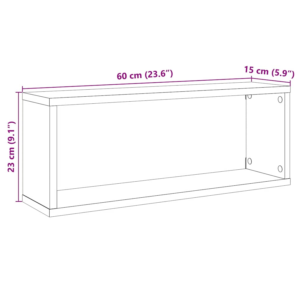 Würfel-Wandregale 2 Stk. Altholz-Optik 60x15x23 Holzwerkstoff