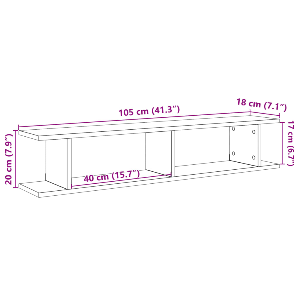 Wandregale 2 Stk. Altholz-Optik 105x18x20 cm Holzwerkstoff