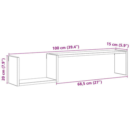 Wandregale 2 Stk. Altholz-Optik 100x15x20 cm Holzwerkstoff