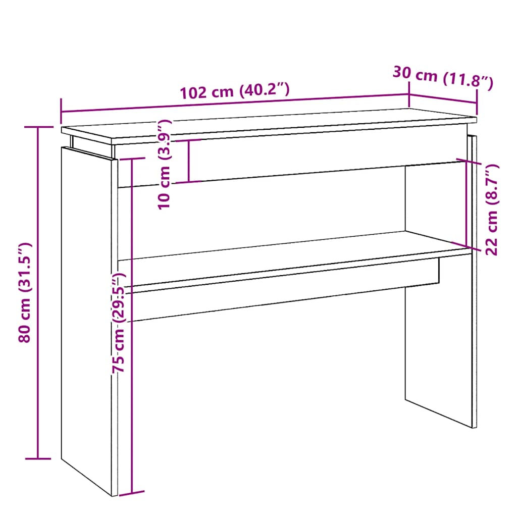 Konsolentisch Altholz-Optik 80x30x102 cm Holzwerkstoff