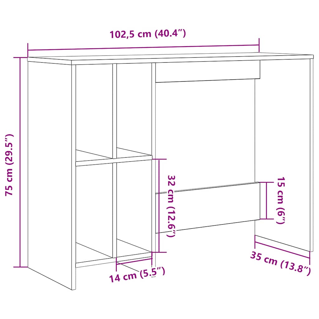 Schreibtisch Altholz-Optik 102,5x35x75 cm Holzwerkstoff