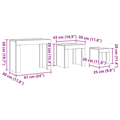 Satztische 3 Stk. Altholz-Optik Holzwerkstoff