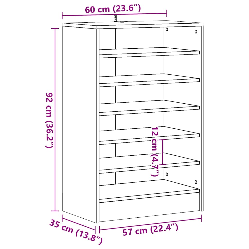 Schuhschrank Altholz-Optik 60x35x92 cm Holzwerkstoff