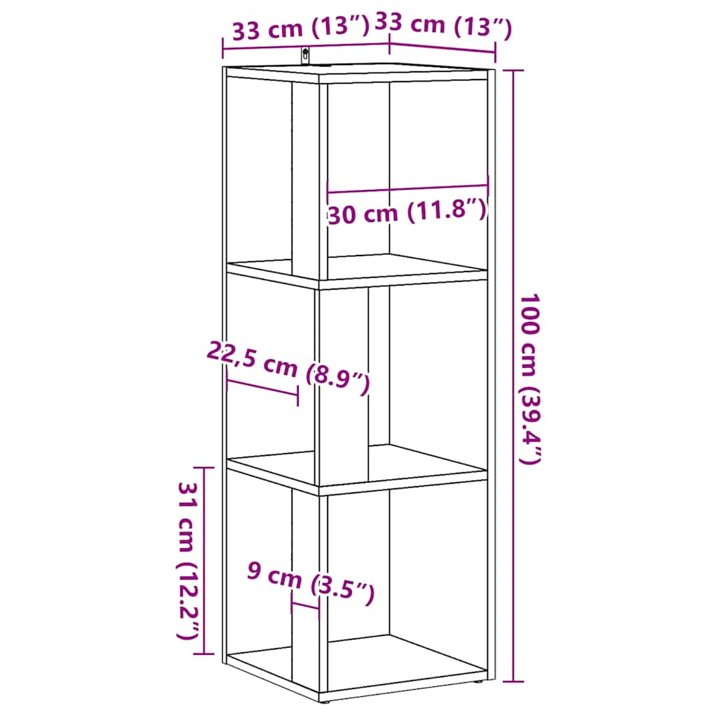 Eckregal Altholz-Optik 33x33x100 cm Holzwerkstoff