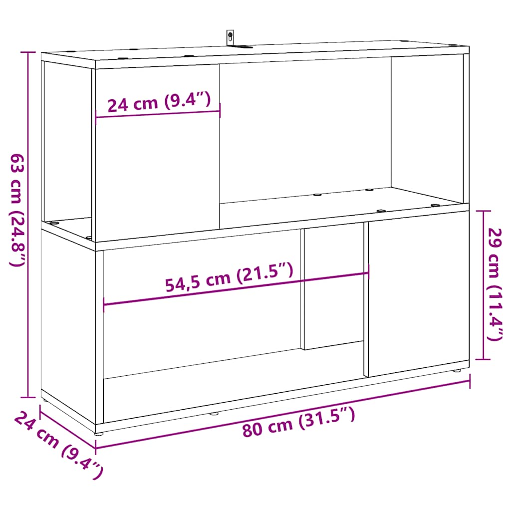 Bücherregal/Raumteiler Altholz-Optik 80x24x63 cm