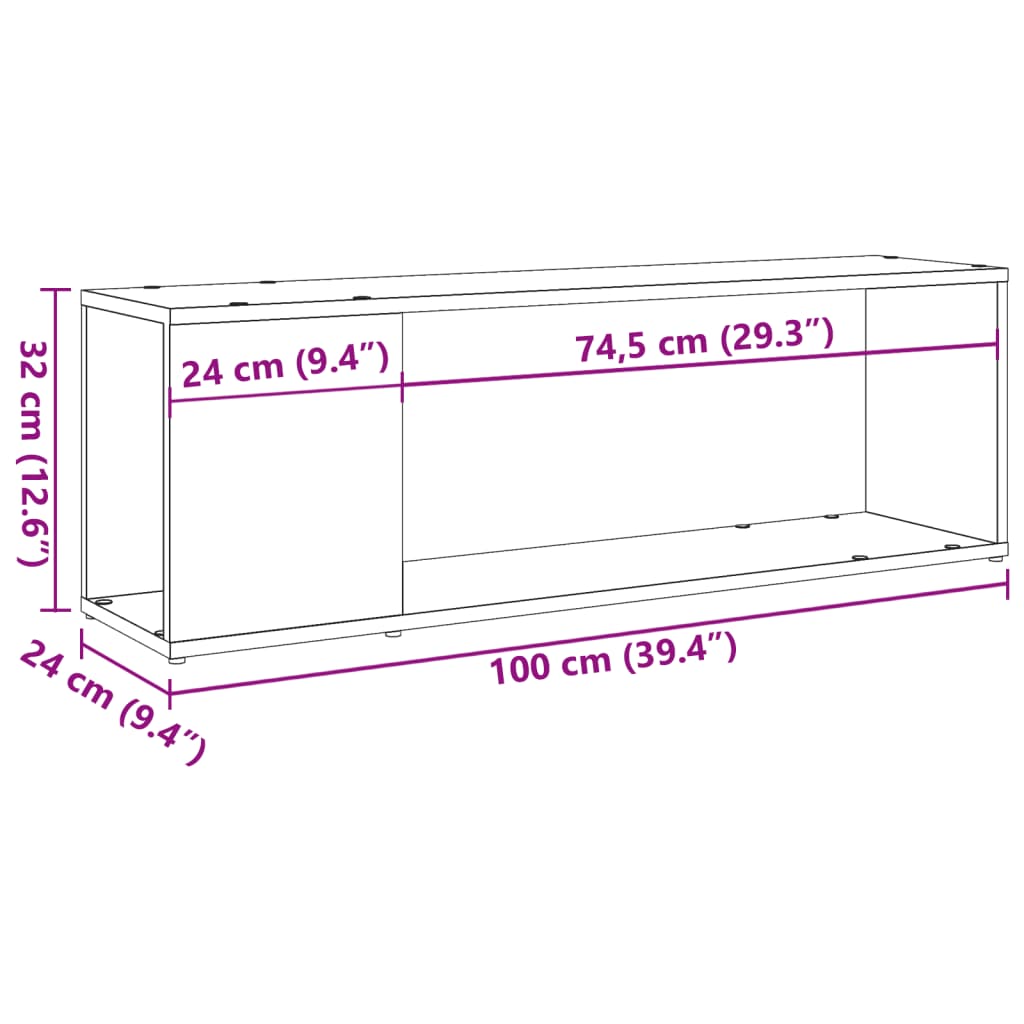 TV-Schrank Altholz-Optik 100x24x32 cm Holzwerkstoff