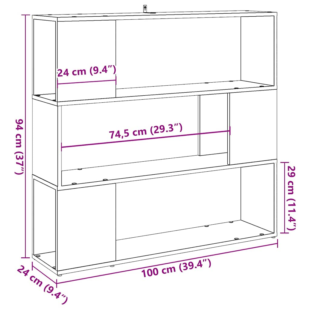 Bücherregal/Raumteiler Altholz-Optik 100x24x94 cm