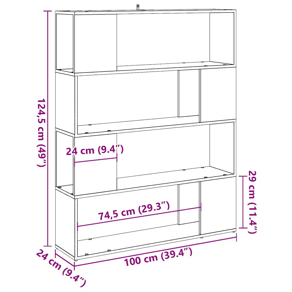 Bücherregal/Raumteiler Altholz-Optik 100x24x124,5 cm