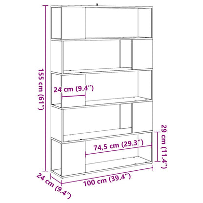 Bücherregal/Raumteiler Altholz-Optik 100x24x155 cm