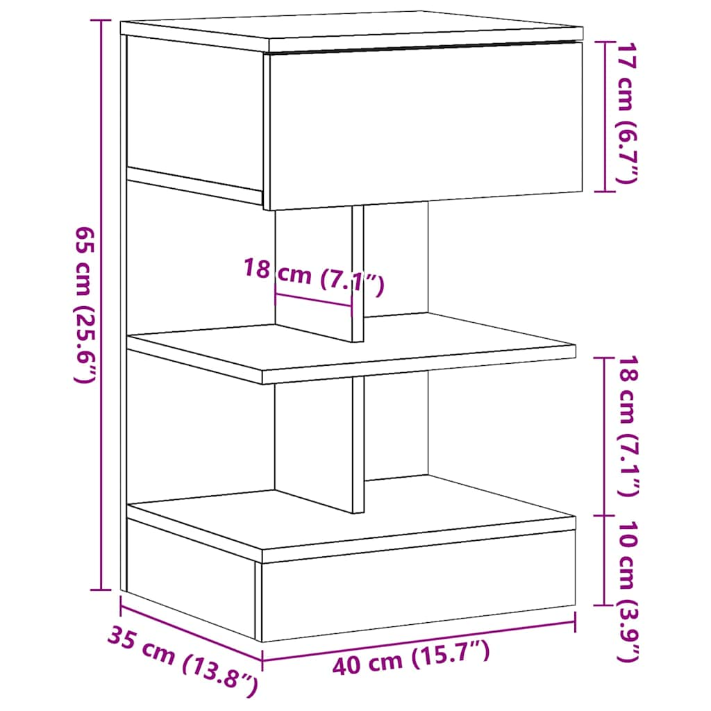 Nachttisch Altholz-Optik 40x35x65 cm Holzwerkstoff