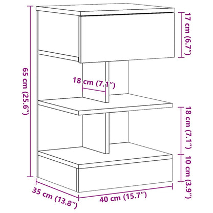 Nachttisch Altholz-Optik 40x35x65 cm Holzwerkstoff