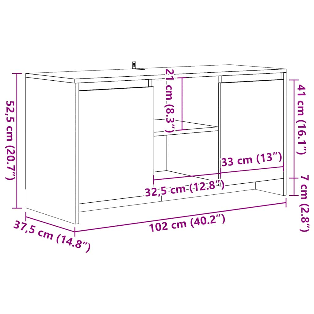 TV-Schrank Artisan-Eiche 102x37,5x52,5 cm Holzwerkstoff