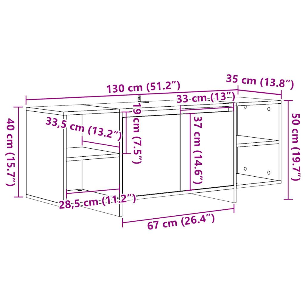 TV-Schrank Artisan-Eiche 130x35x50 cm Holzwerkstoff