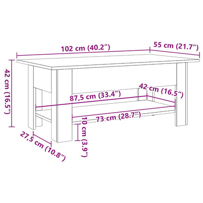 Couchtisch Altholz-Optik 102x55x42 cm Holzwerkstoff