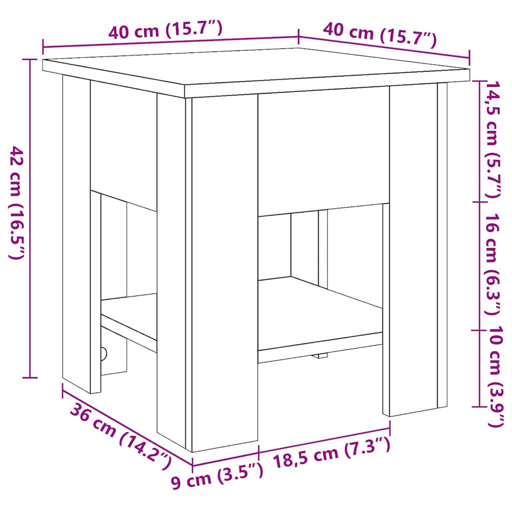 Couchtisch Altholz-Optik 40x40x42 cm Holzwerkstoff