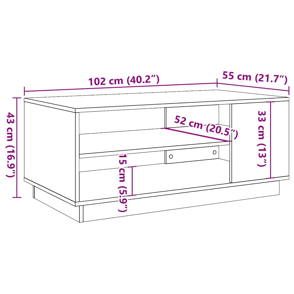 Couchtisch Altholz-Optik 102x55x43 cm Holzwerkstoff