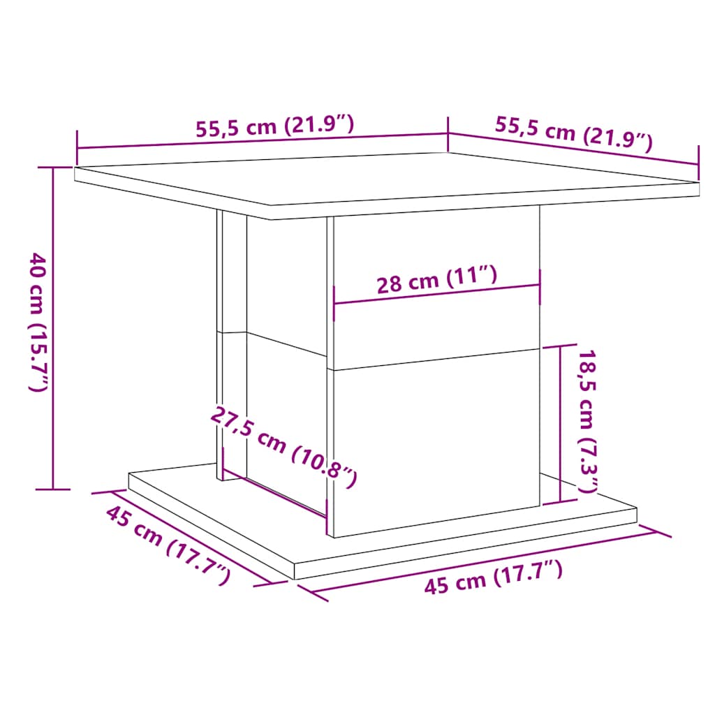 Couchtisch Altholz-Optik 55,5x55,5x40 cm Holzwerkstoff