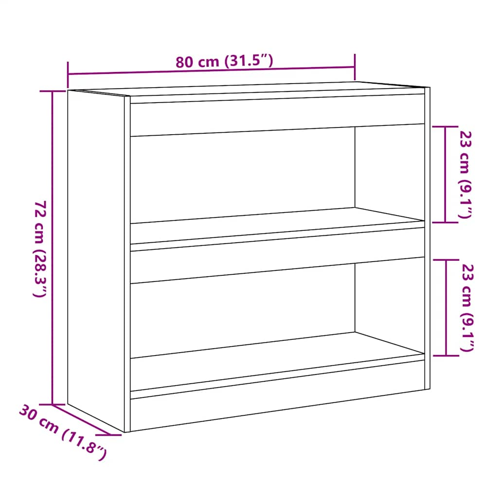 Bücherregal/Raumteiler Altholz-Optik 80x30x72 cm