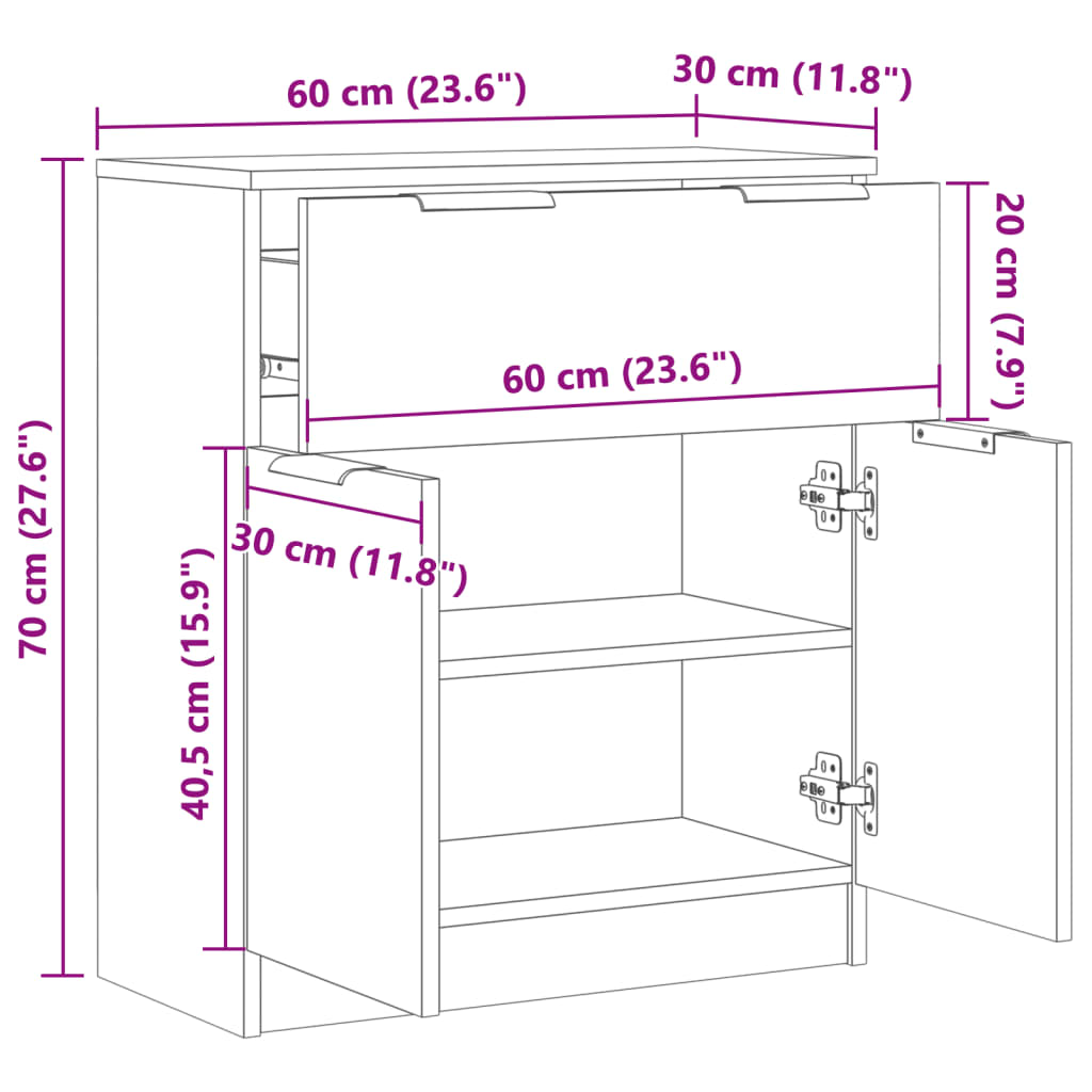 Sideboard Altholz-Optik 60x30x70 cm Holzwerkstoff