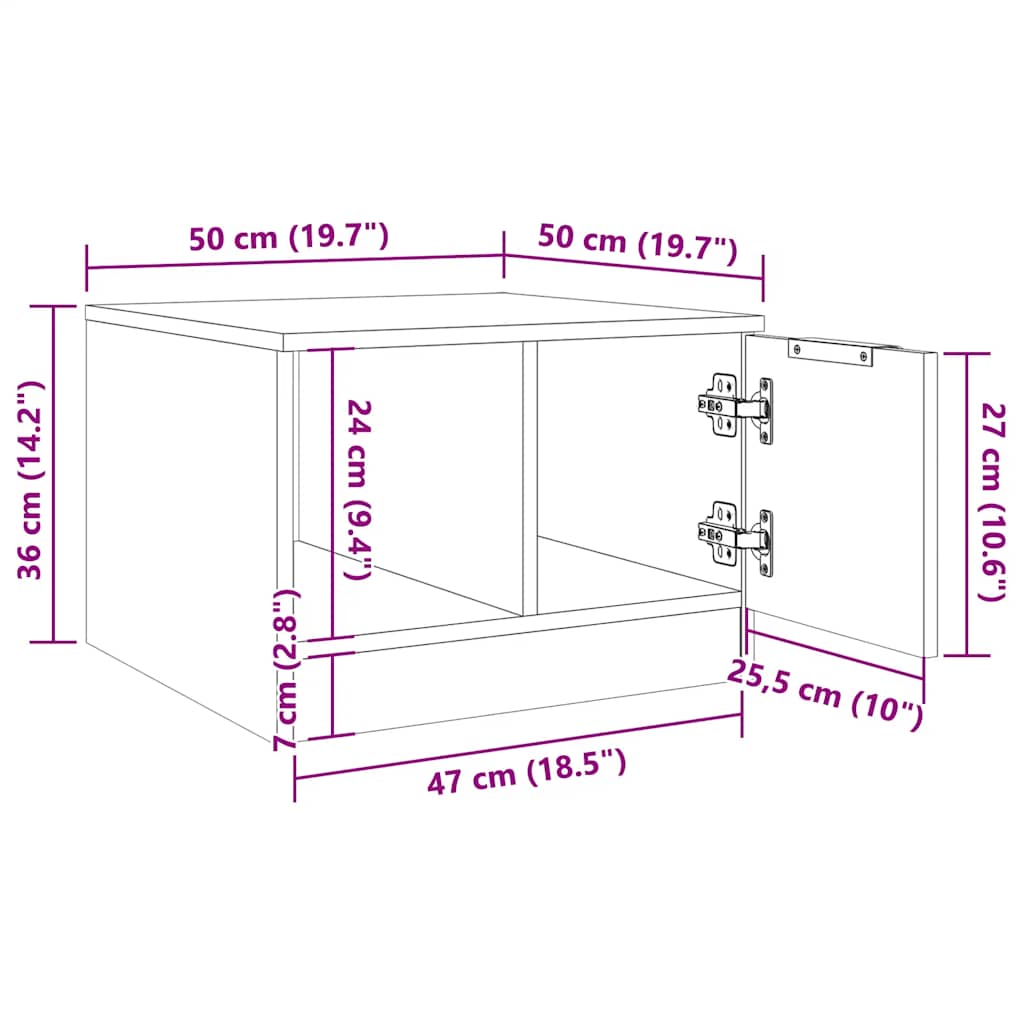 Couchtisch Altholz-Optik 50x50x36 cm Holzwerkstoff