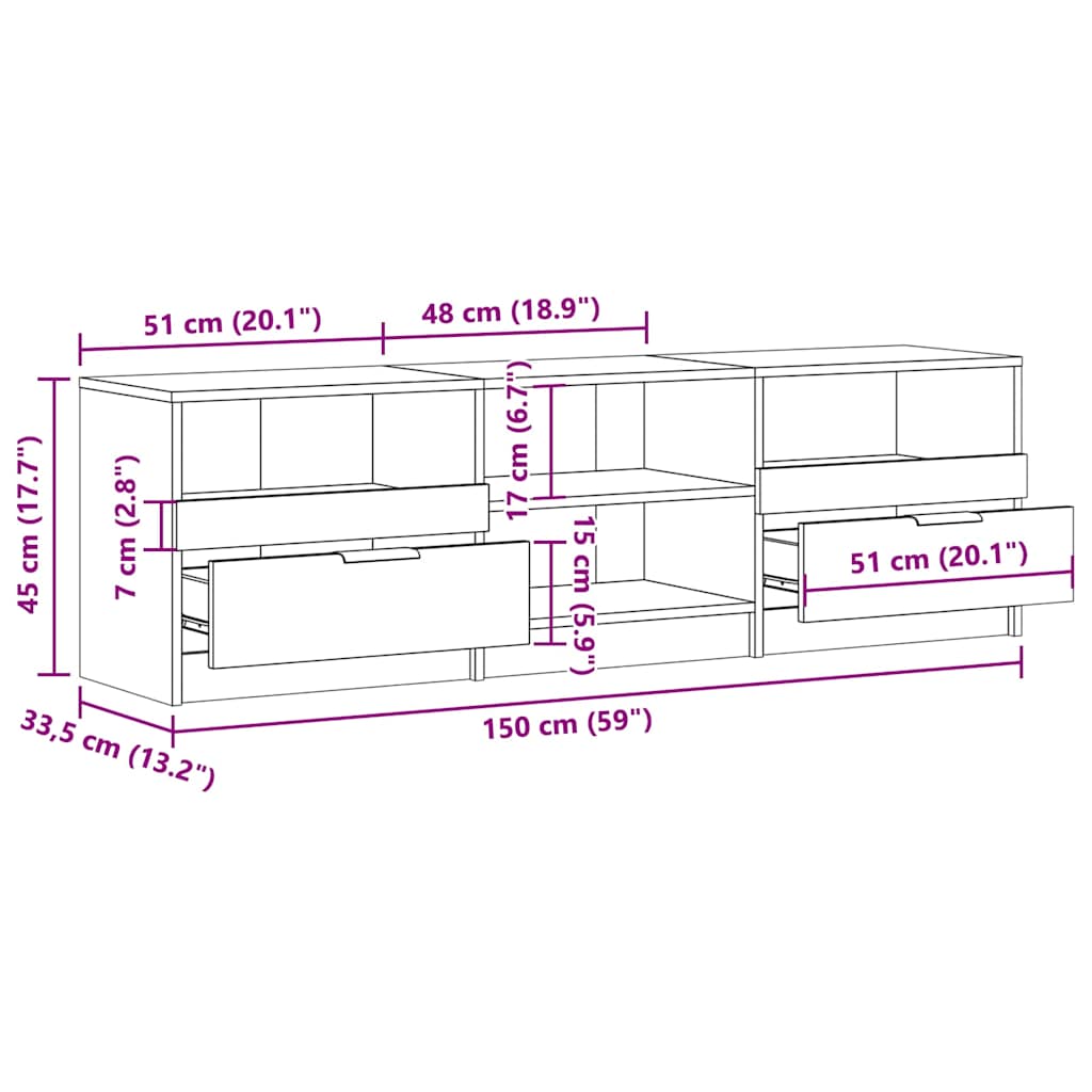 TV-Schrank Altholz-Optik 150x33,5x45 cm Holzwerkstoff