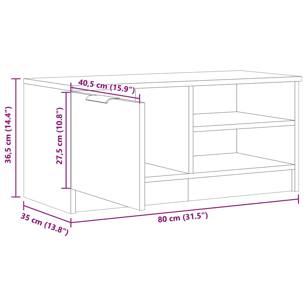 TV-Schrank Altholz-Optik 80x35x36,5 cm Holzwerkstoff