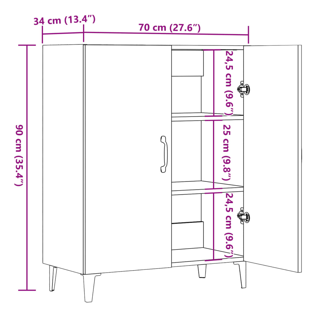 Sideboard Altholz-Optik 70x34x90 cm Holzwerkstoff