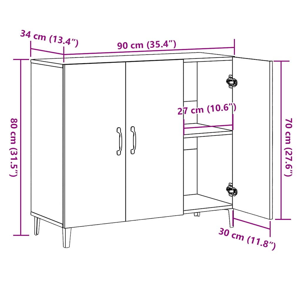 Sideboard Altholz-Optik 90x34x80 cm Holzwerkstoff