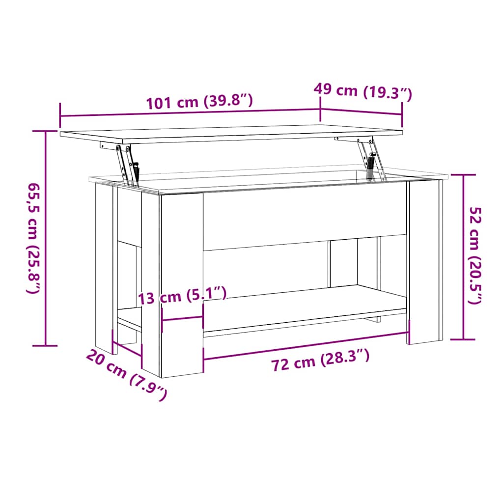 Couchtisch Altholz-Optik 101x49x52 cm Holzwerkstoff