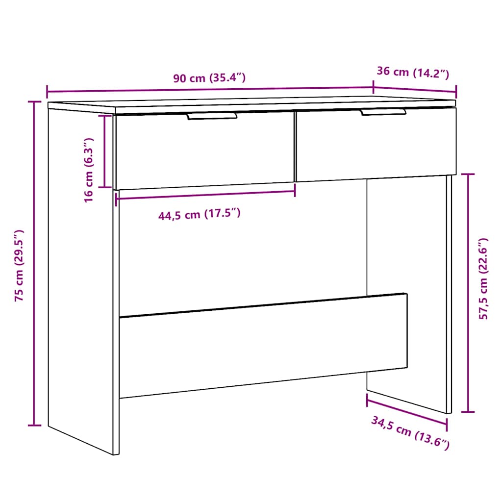 Konsolentisch Altholz-Optik 90x36x75 cm Holzwerkstoff