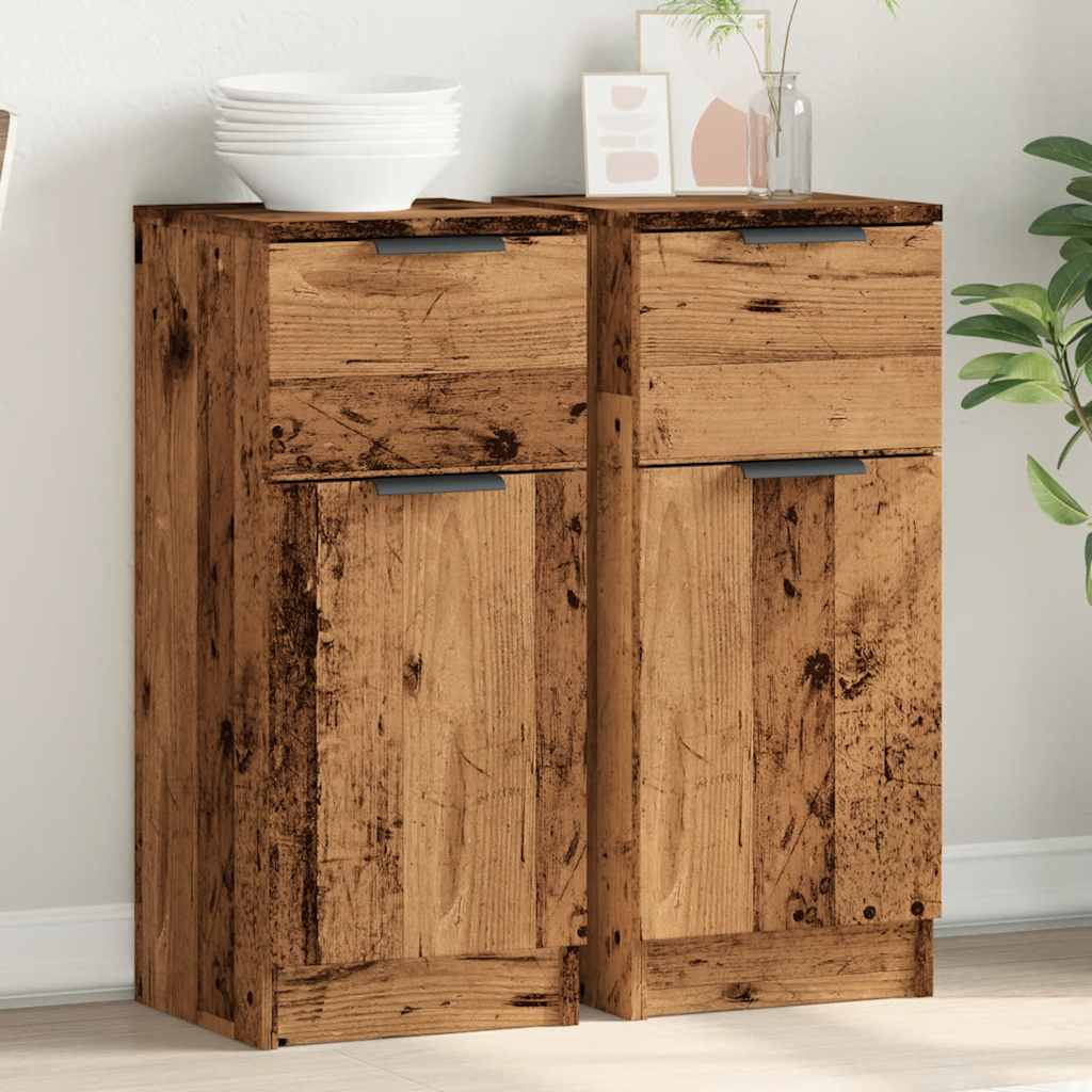 Sideboards 2 Stk. Altholz-Optik 30x30x70 cm Holzwerkstoff