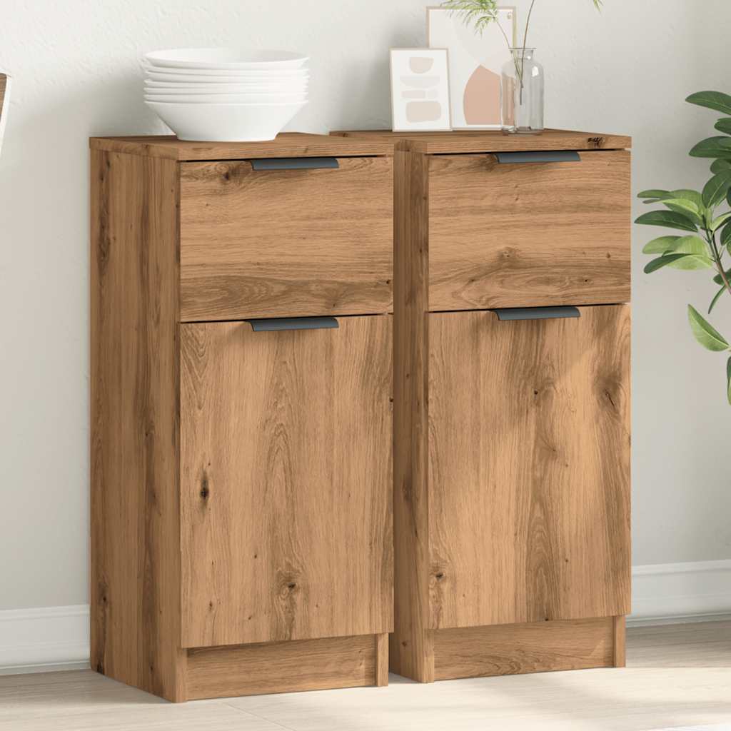 Sideboards 2 Stk. Artisan-Eiche 30x30x70 cm Holzwerkstoff