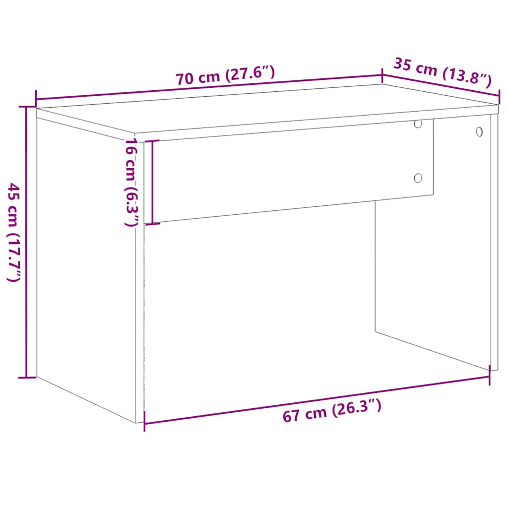 Schminkhocker Altholz-Optik 70x35x45 cm Holzwerkstoff