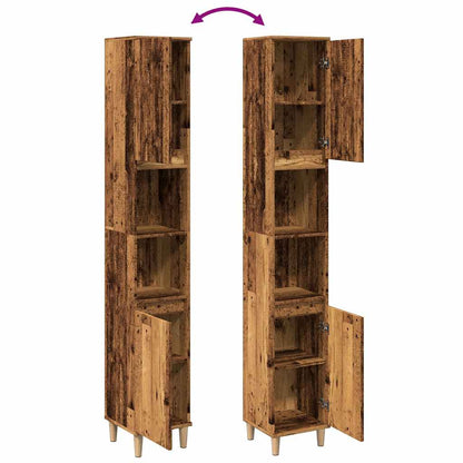 Badschrank Altholz-Optik 30x30x190 cm Holzwerkstoff