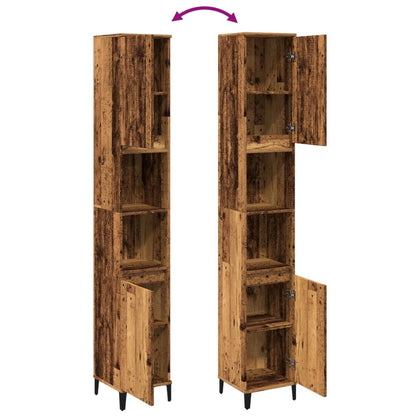 Badschrank Altholz-Optik 30x30x190 cm Holzwerkstoff